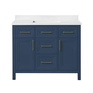 Mayfield 42 in. W x 22 in. D x 34 in. H Single Sink Bath Vanity in Grayish Blue with White Engineered Stone Top