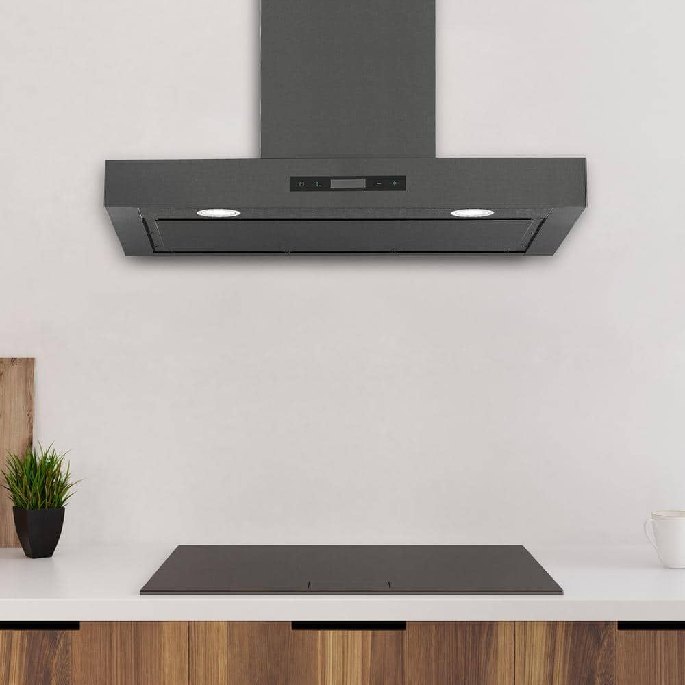 30" Black Stainless Steel Convertible Wall Mount Range Hood
