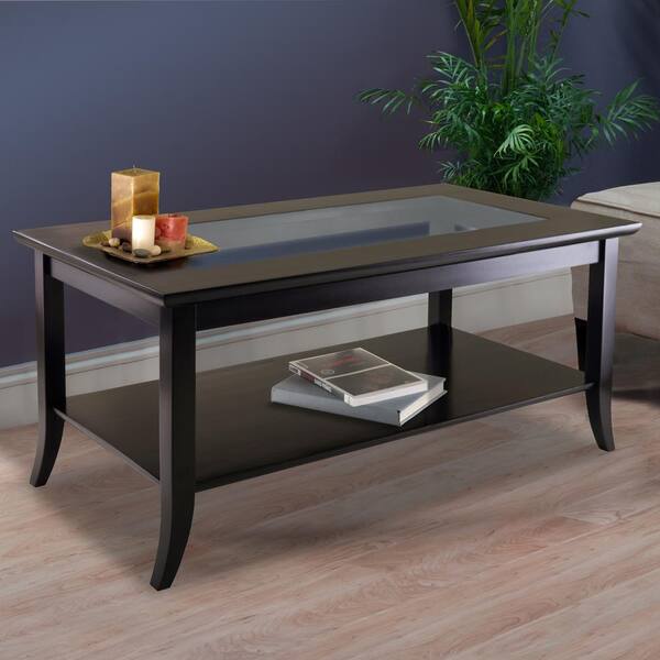 Winsome Wood Genoa 40 In Espresso Medium Rectangle Wood Coffee Table With Shelf 92437 The Home Depot