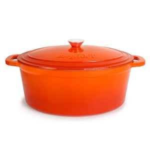 Neo 8 Qt. Oval Cast Iron Orange Casserole Dish with Lid