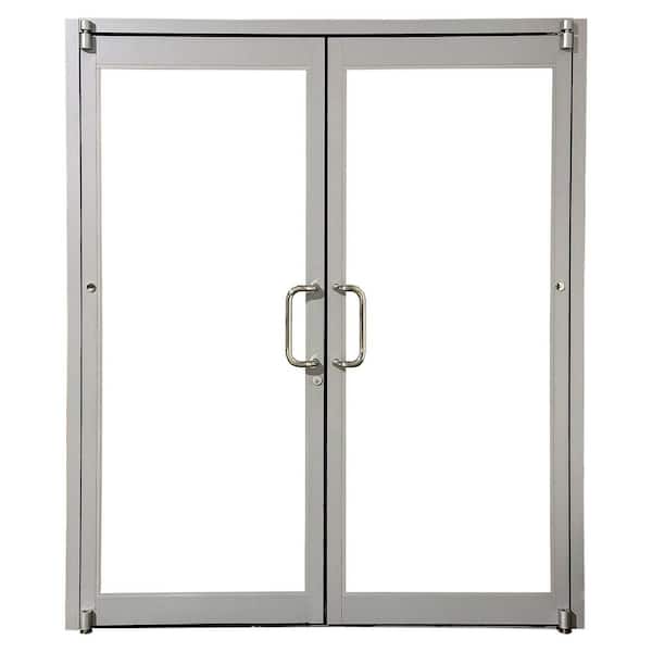 Teza 72 in. x 84 in. Left-Hand/Outswing Matte Black Aluminum Prehung Commercial Door