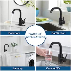 Single Handle Stainless Steel Bar Faucet with Supply Lines and Deckplate in Oil Rubbed Bronze