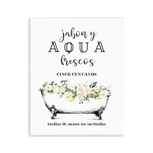 Stupell Industries Fresh Water Bathroom Sign by Lettered and Lined Unframed Wall Plaque Typography Graphic Art Print 14 in. x 11 in.