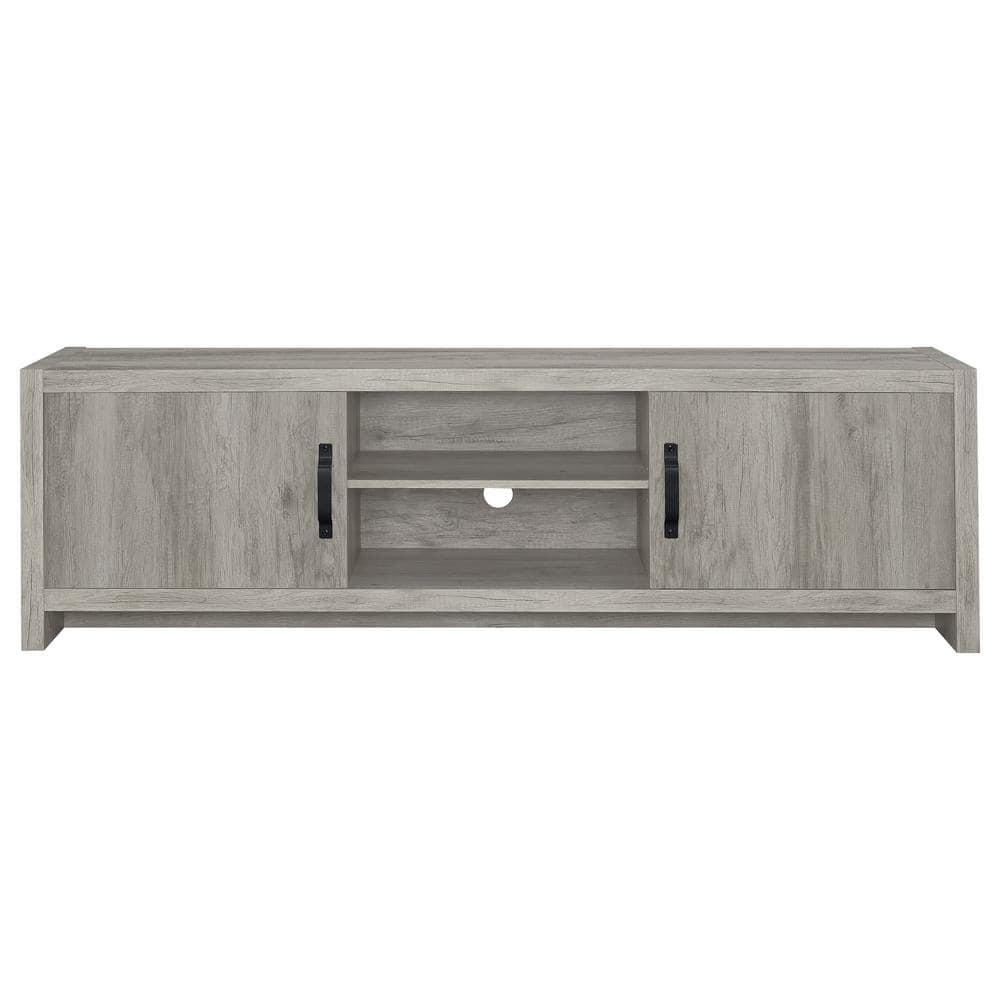 Gray Driftwood 71" TV Console with Cabinets