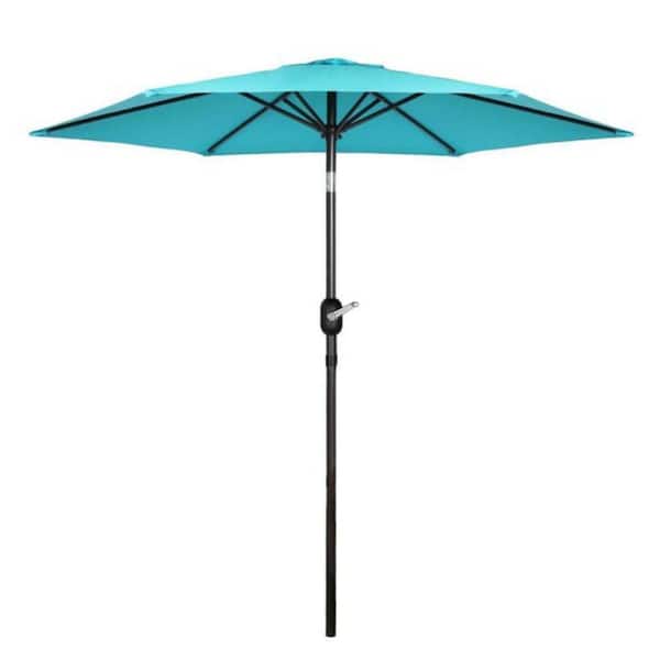 Alpulon 7.5 ft. Metal Outdoor Market Crank and Tilt Patio Umbrella in Turquoise