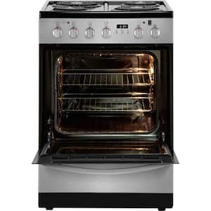 24 in. 1.9 cu. ft. 4-Burner Element Freestanding Electric Range with Manual Clean in Stainless Steel