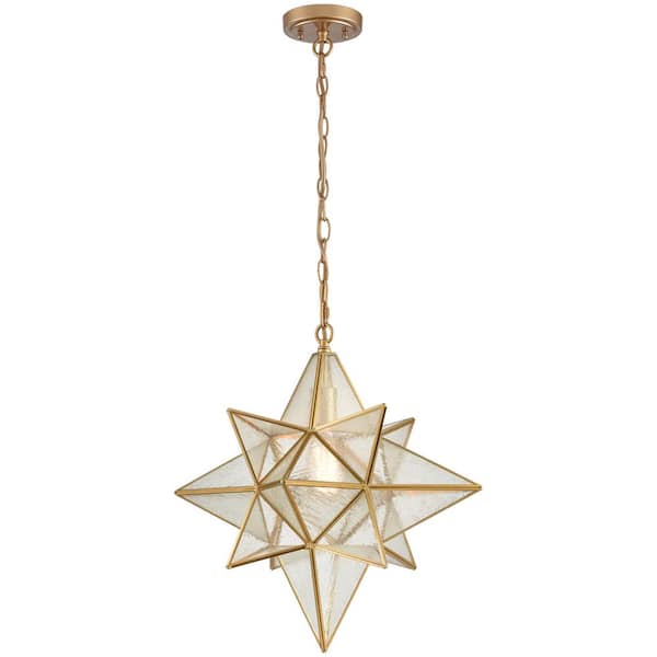 Claxy Geometric Gold Modern/Contemporary Clear Glass Geometric LED Hanging Pendant Light | TJ-B5314DU-16J-T