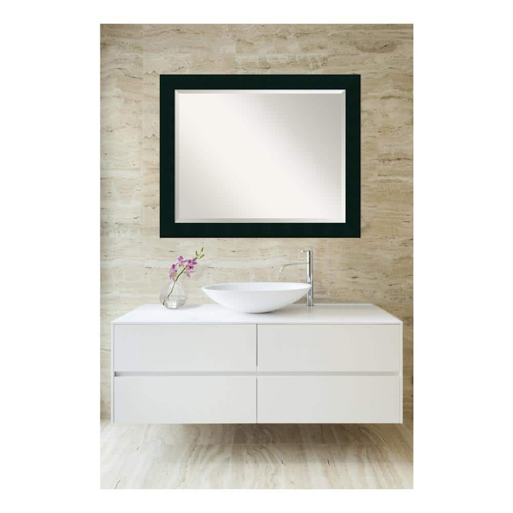 Tribeca Black Beveled Wood Framed Bathroom Vanity Mirror