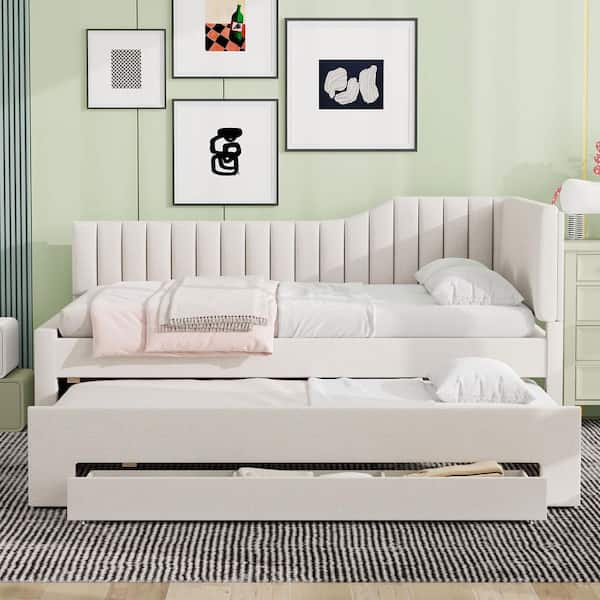 Beige Full Size Daybed with Trundle and 3-Drawers