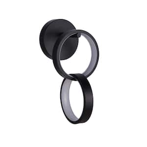 Context Contemporary 2-Light Flat Black Finish Dimmable LED Ring Shaped Wall Sconce with PVC Shade