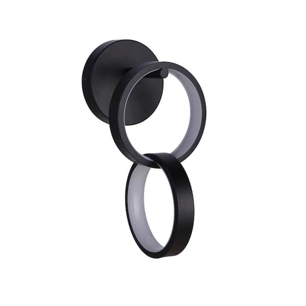CRAFTMADE Context Contemporary 2-Light Flat Black Finish Dimmable LED Ring Shaped Wall Sconce with PVC Shade