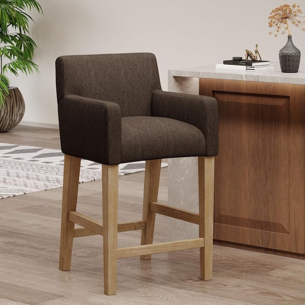 Deville 26 in. Brown and Weathered Brown Wood Bar Stool