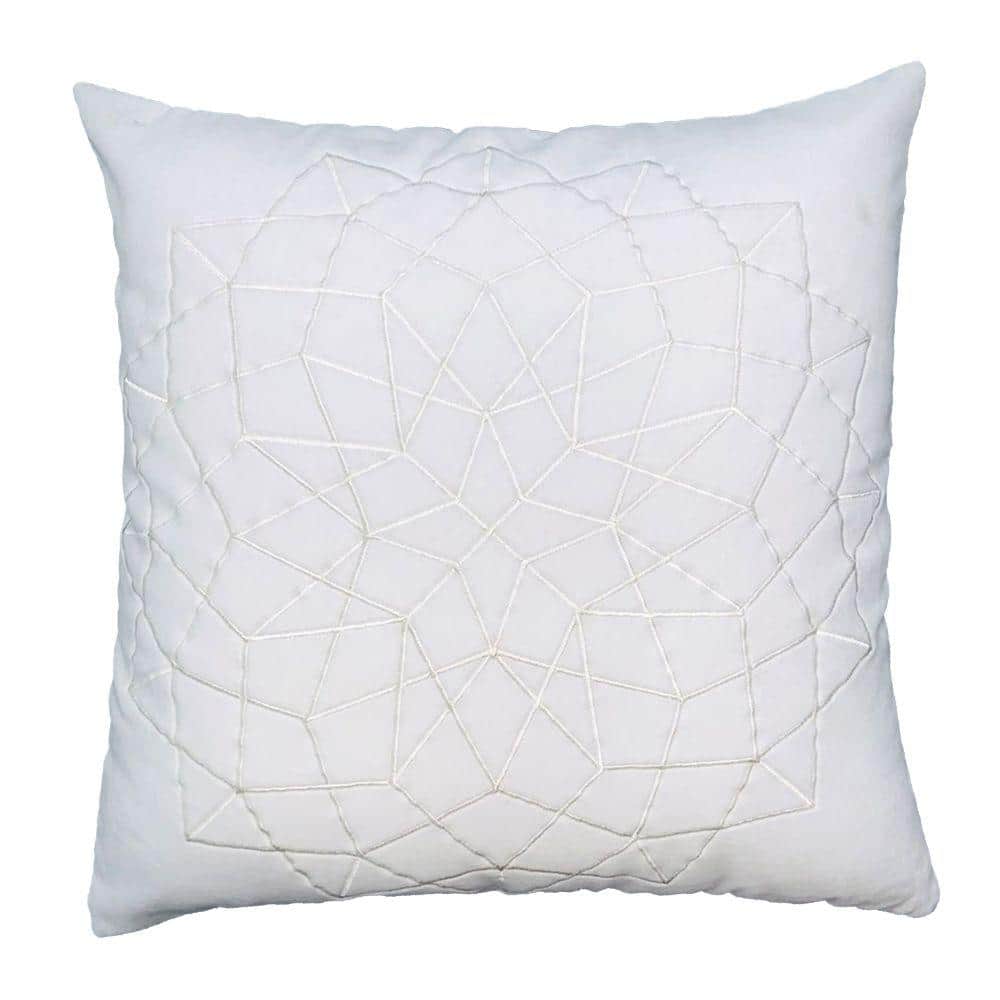 THE URBAN PORT Hugo White Embroidered Geometric Abstract Pattern Square ...