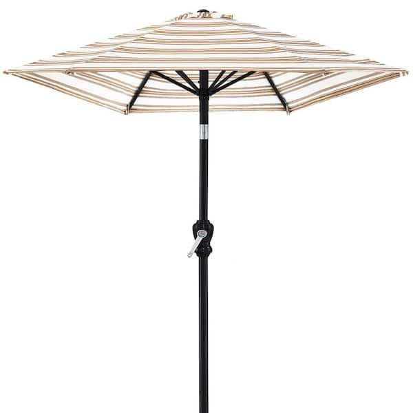 Unbranded 10 ft. Steel Market Tilt Patio Umbrella in Striped Tan