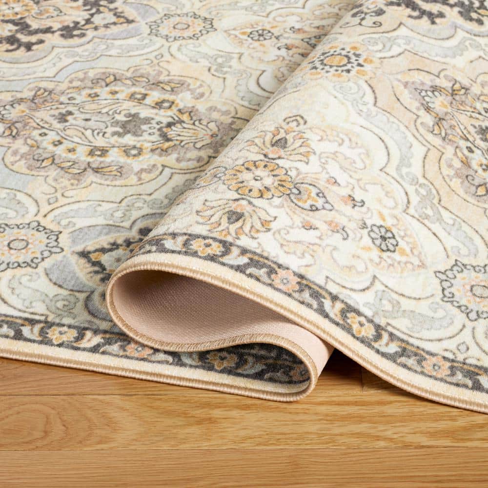 Avani Beige Tufted Washable Rectangular Area Rug 6' x 9'