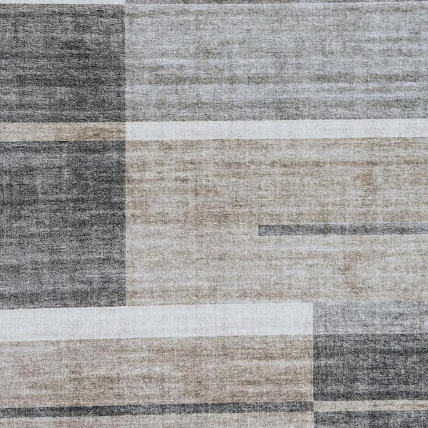 8' X 11' Gray and Brown Abstract Area Rug