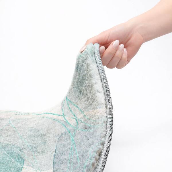 Dream Shag Premium Machine Washable Abstract ADS544 Teal 5 ft. x 7 ft. 6 in. Area Rug