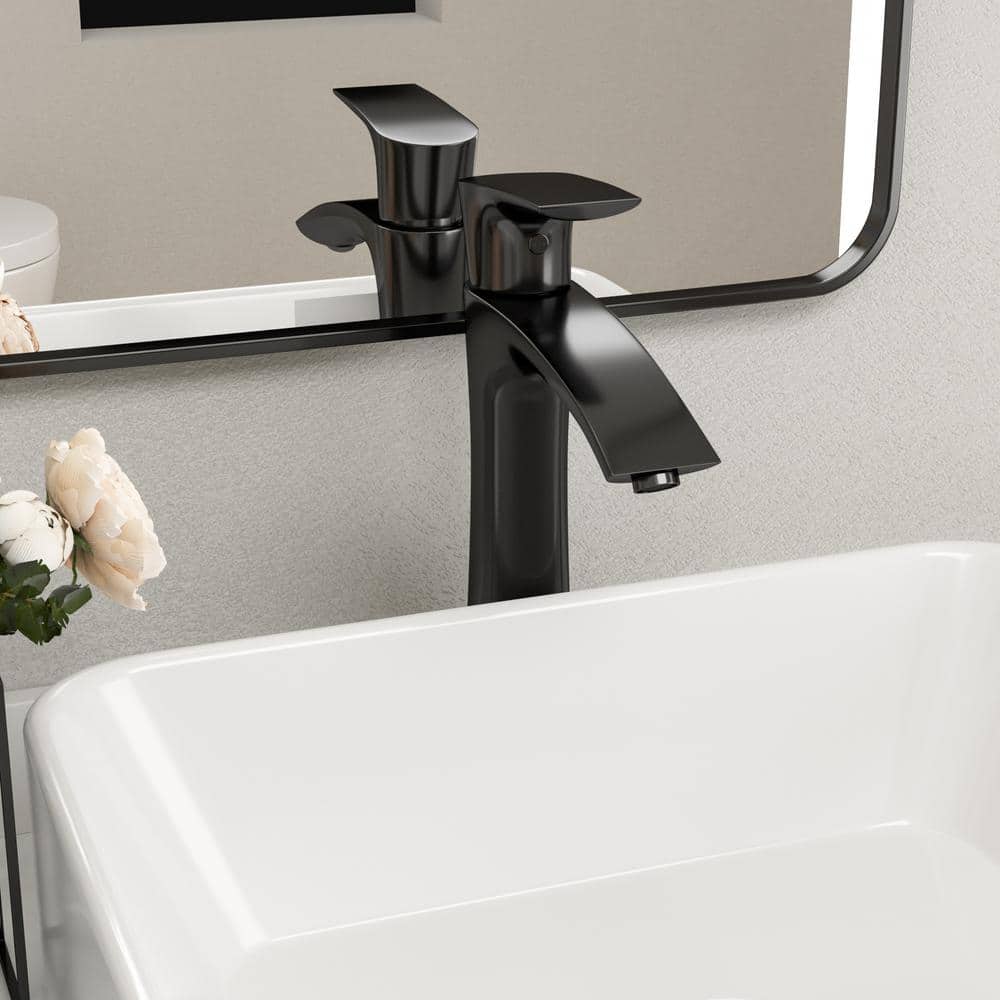 19'' White Ceramic Rectangular Vessel Sink with Matte Black Faucet