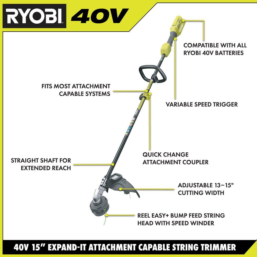 40V Expand-It Cordless Battery Attachment Capable String Trimmer with 4 ...