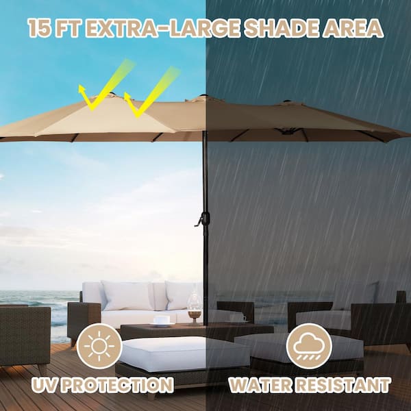 Sun-Ray 15 ft. Steel Triple Canopy Patio Umbrella in Navy