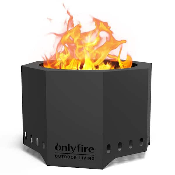onlyfire 26 in. Portable Steel Smokeless Round Wood-Burning Fire Pit with Ash Pan Collector