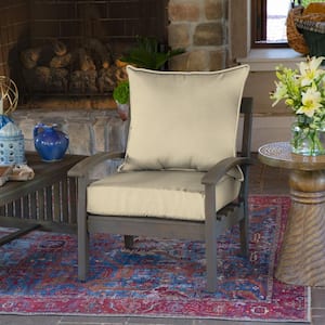 22 in. x 24 in. 2-Piece Deep Seating Outdoor Lounge Chair Cushion in Tan Leala