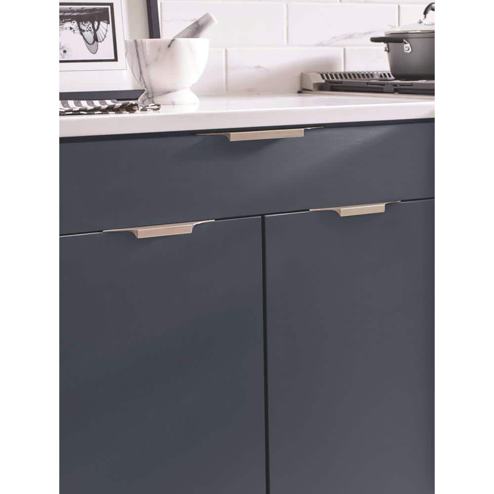 Brushed Nickel Modern Cabinet Edge Pull with Mounting Hardware