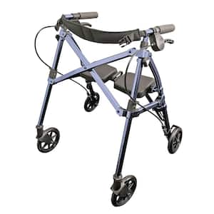 Space Saver Rollator Short, Lightweight Junior Folding Walker for Seniors and Adults, Cobalt Blue