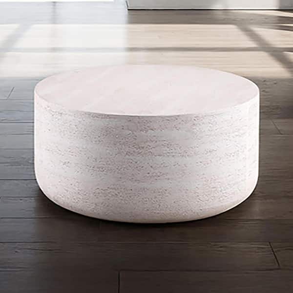 Petra 31.5 in. Modern Off-White Round Ceramic Indoor/Outdoor Coffee Table