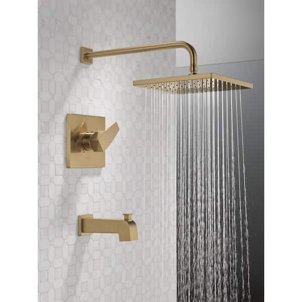 Modern Gold 1-Handle Wall Mount Tub and Shower Trim Kit in Champagne Bronze (Valve Not Included)