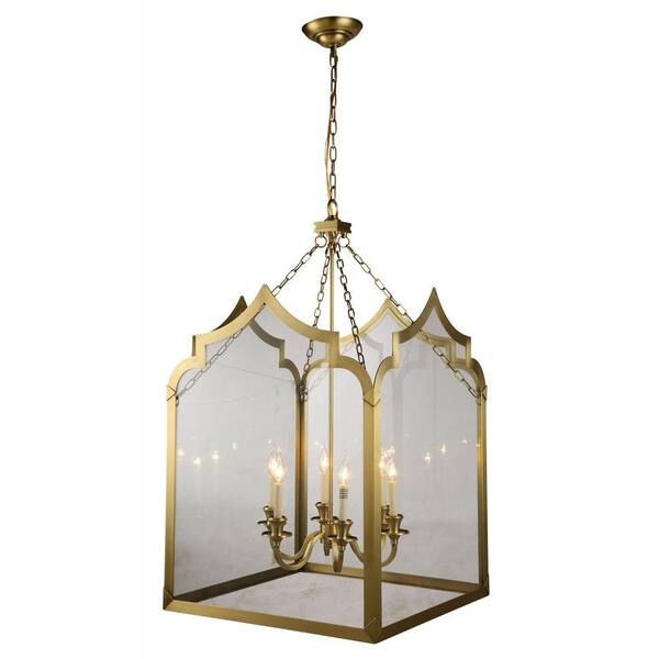 Elegant Lighting Newport 6-Light Burnished Brass Pendant Lamp