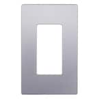 Elite 4.68 in. H x 2.93 in. L, Silver 1-Gang Screwless Decorator Wall Plate