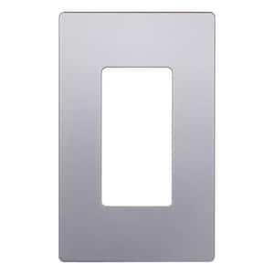 Elite 4.68 in. H x 2.93 in. L, Silver 1-Gang Screwless Decorator Wall Plate