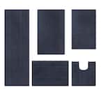 Micro Plush Collection Charcoal 5 Piece 100% Micro Polyester Tufted Bath Mat Rug Set