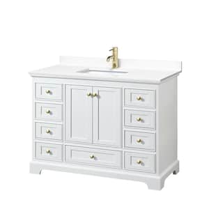 Deborah 48 in. W x 22 in. D x 35 in. H Single Sink Bath Vanity in White with White Cultured Marble Top