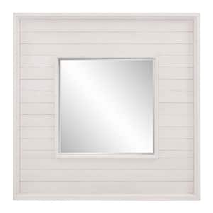 Medium Square White Antiqued Classic Accent Mirror (36 in. H x 36 in. W)