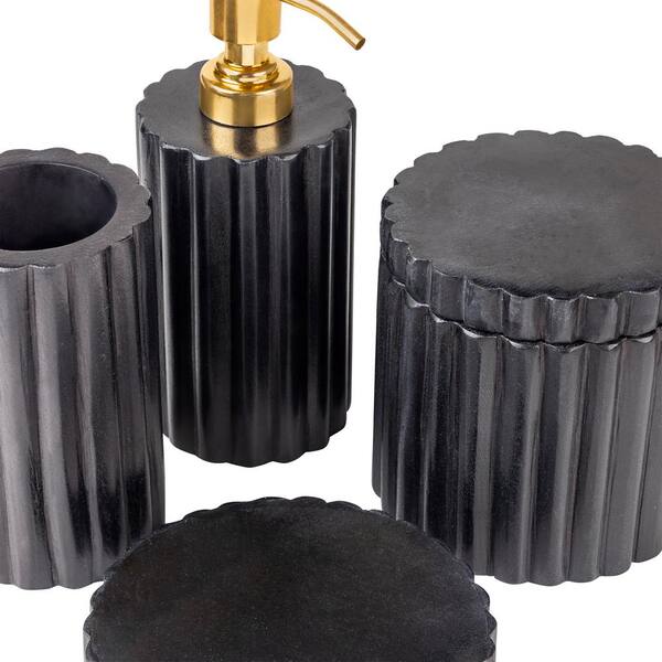 GAURI KOHLI Roksana Black Marble Bath Accessories, Set of 4