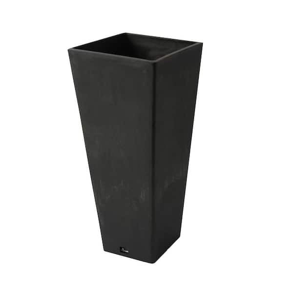 Algreen PRODUCTS Valencia 10.5 in. x 24 in. H Square Planter with Water Tray, Black