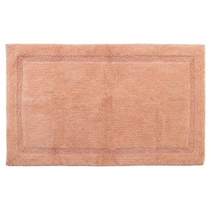 Regency 50 in. x 30 in. Cotton Coral Latex Spray Non-Skid Backing Textured Border Machine Washable Bath Rug