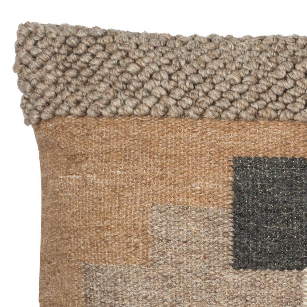 Karlie 20" Beige and Ivory Wool Throw Pillow