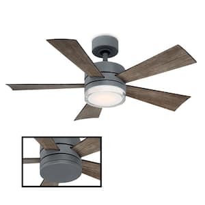 Wynd 42 in. LED Indoor/Outdoor Graphite 5-Blade Smart Ceiling Fan with 3000K Light Kit and Remote