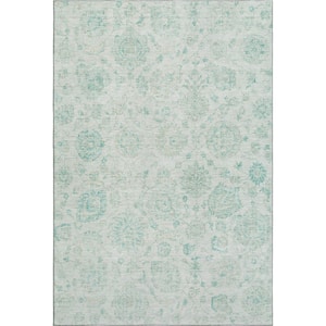 Mayfield Premium Machine Washable Abstract AMF1833 Turquoise 8 ft. x 10 ft. Area Rug