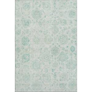 Mayfield Premium Machine Washable Abstract AMF1833 Turquoise 9 ft. x 12 ft. Area Rug
