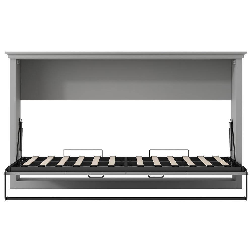 Gray Wood Frame Twin Size Murphy Bed, Folding Wall Bed - thumbnail 8