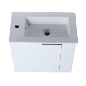 22 in. Floating Bath Vanity with Ceramic Single Sink, Soft Close Door and Pull Handle, White