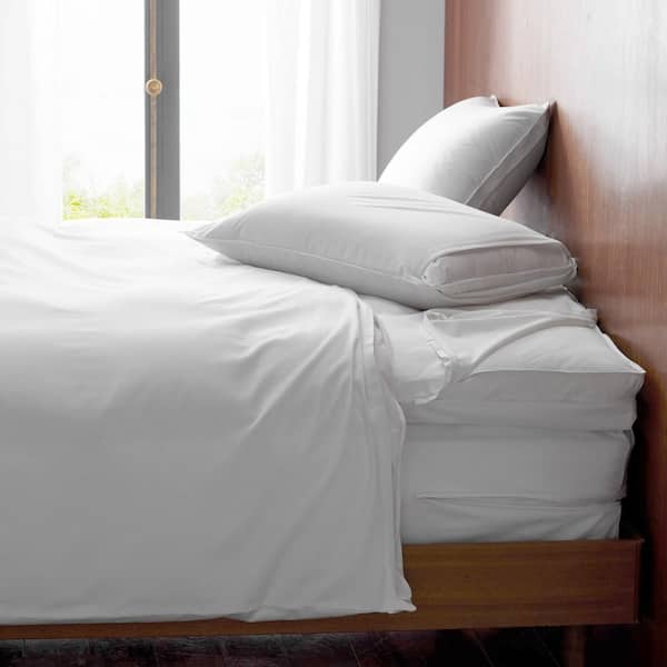 Legends Hotel White Organic Cotton Sateen Twin XL featherbed Protector