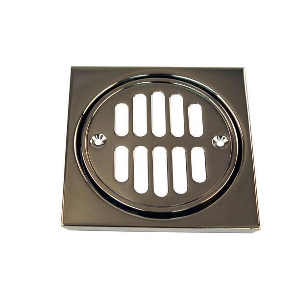 Westbrass 4-1/4 in. x 4-1/4 in. Shower Strainer Set Square with Crown ...