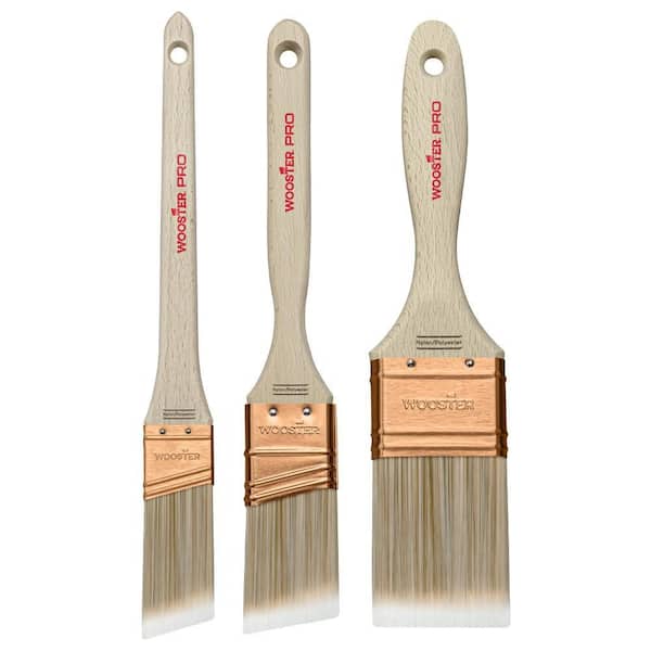 Double Thick Chip Paint Brush Set,Wood Stain Brushes for Painting Walls and  Fence Staining, Wooden Handle Masonry Paintbrush for Varnish, Paste and