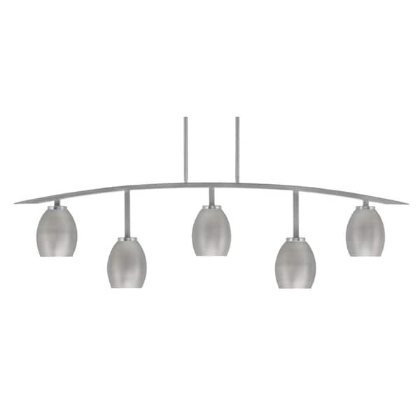 Unbranded Siena 51.25 in. 5-Light Graphite Chandelier with 5 in. Graphite Oval Metal Shades no bulbs included