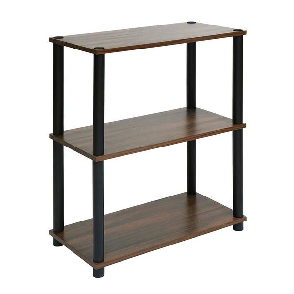 FurnitureR DETOLL 29.9 in. Brown Wood 3- -Shelf Standard Classic Bookcase with Build in Storage